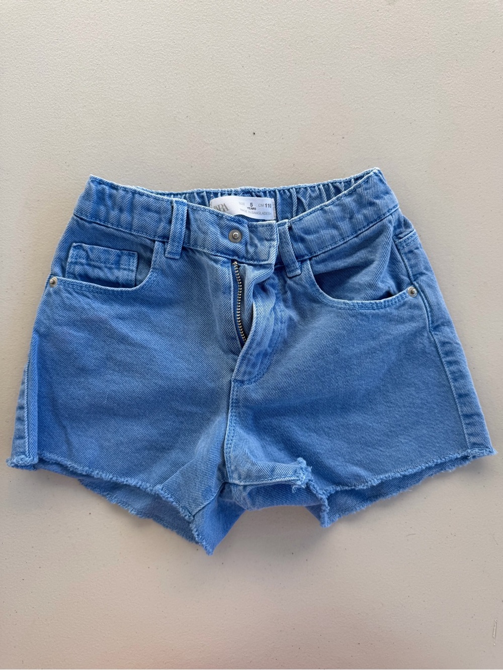 Zara Light Blue Raw Hem Denim Shorts